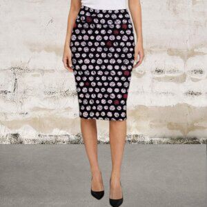 LuLaRoe Black and Pink Polka Dot Cassie Pencil Skirt Size XL